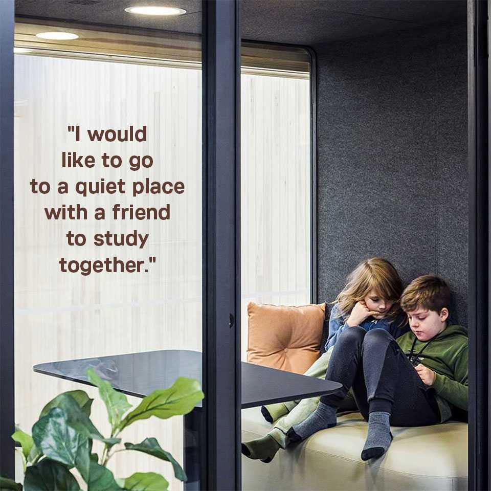 Two students studying in PodBooth Meeting